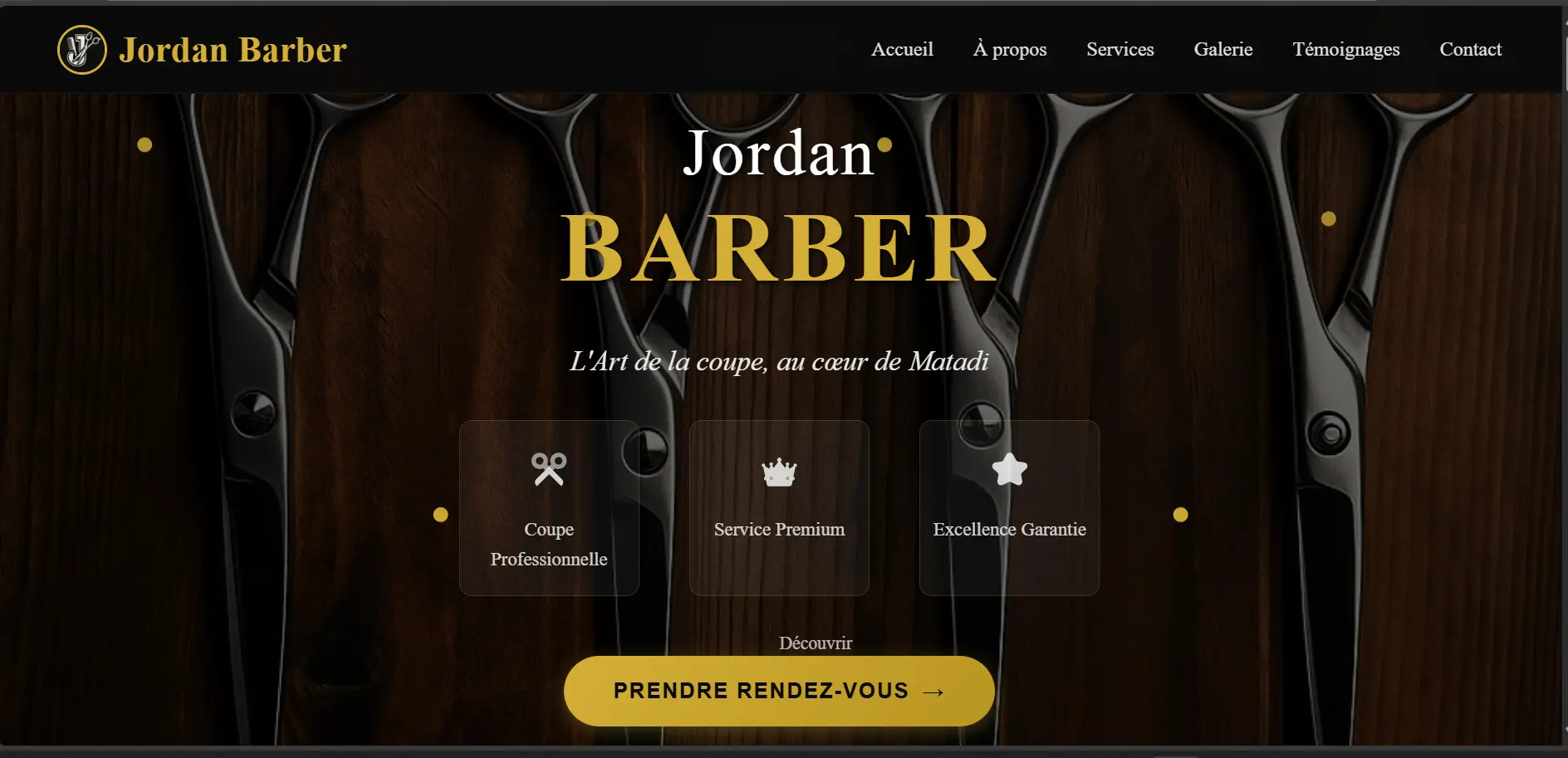 Aperçu du site web pour un salon de coiffure